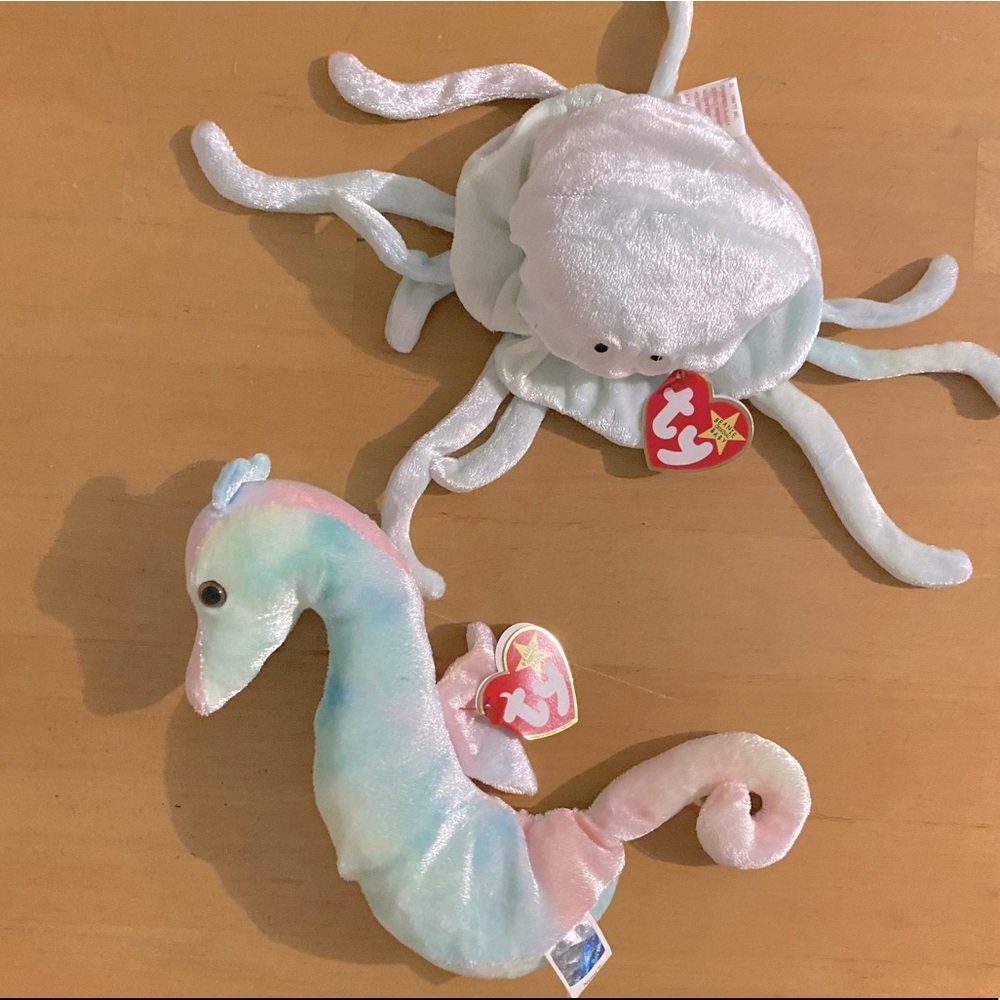 NWT Vintage Y2K Tie-Dye Ty Beanie Babies Seahorse and Octopus set 🐙